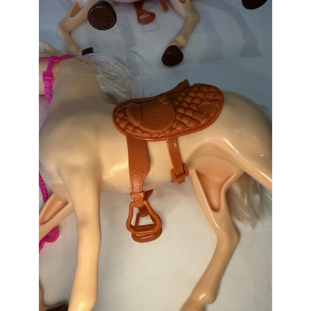 Light Brown Horse with Saddle, Bridle & Reins 2 Horses In Total For Barbies Doll